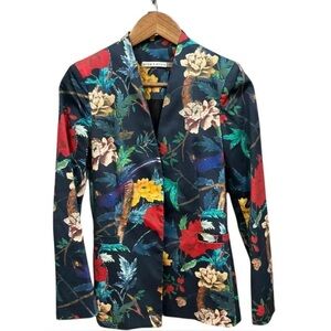 alice + olivia Women’s Floral Bird Standup Collar Fully Lined Blazer Jacket 2